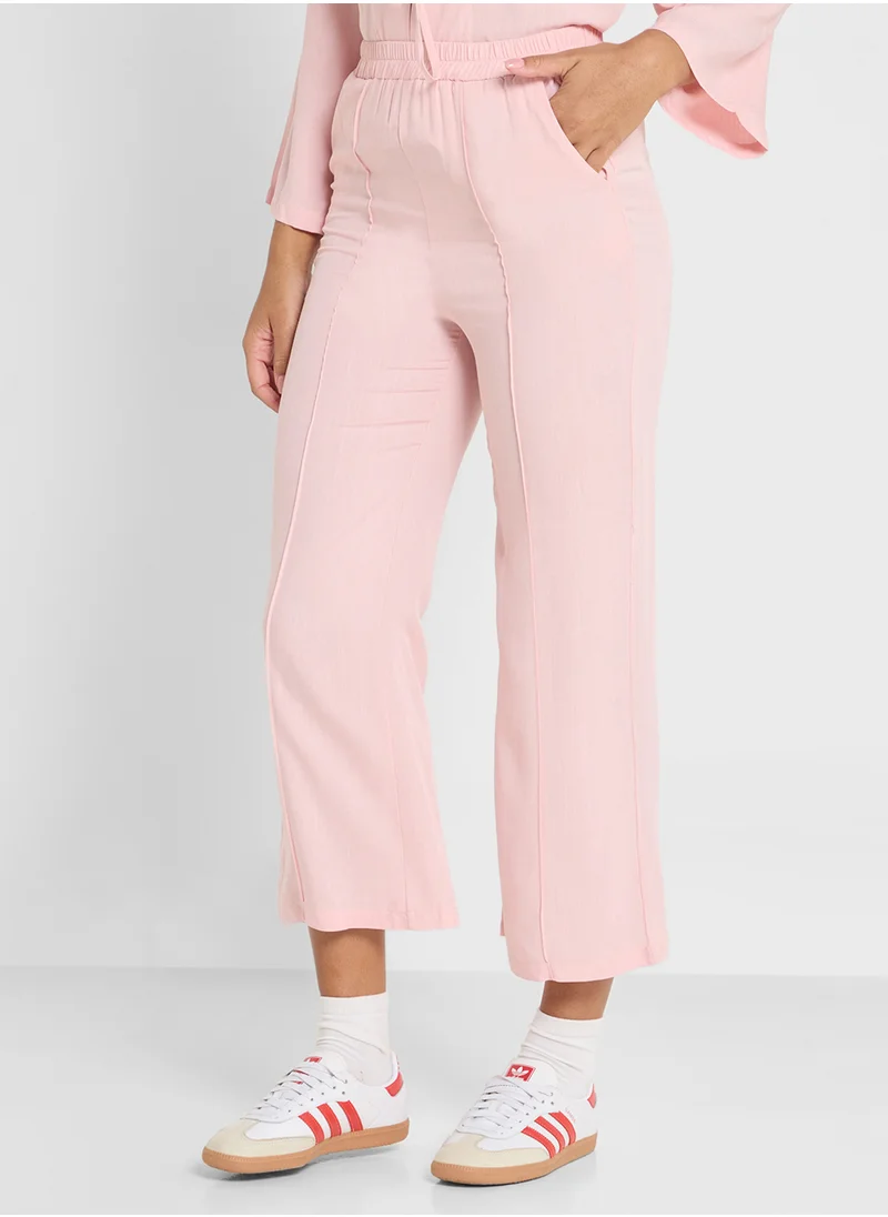 جينجر Linen Blend Tie Up Detail Top & Pant Coord Set