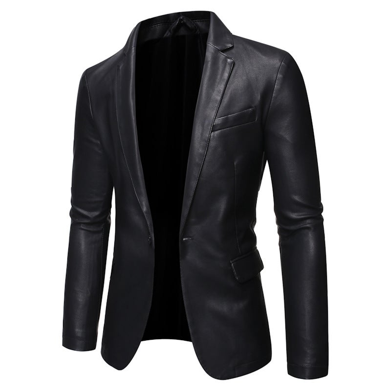 Plus Size Leather Suit Men'S Washed Leather Jacket Slim-Fit Business Casual Men'S Coat Top Men - Image 1