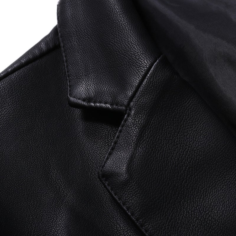 Plus Size Leather Suit Men'S Washed Leather Jacket Slim-Fit Business Casual Men'S Coat Top Men - Image 5