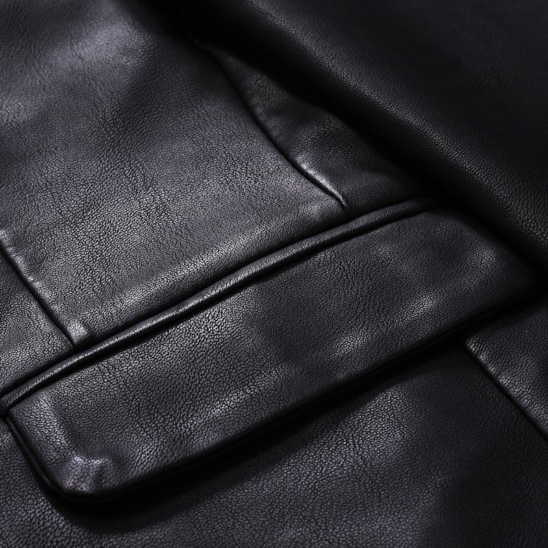 Plus Size Leather Suit Men'S Washed Leather Jacket Slim-Fit Business Casual Men'S Coat Top Men - Image 4