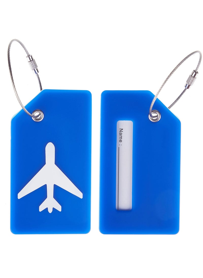 SYOSI 5 Pack Silicone Luggage Tag, With Name ID Card Quickly Spot Luggage Suitcase, Anti-lost Tag, Blue  - Image 2