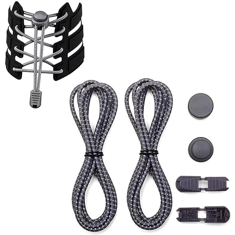 BOLDSTUFF No Tie Shoelaces Elastic Shoe Laces for Sneakers No Tie Shoelaces Lock Shoe Laces Tieless Black for all type Shoes Set for Adults-Unisex | Quick Lace Length: 100 CM | - Image 1