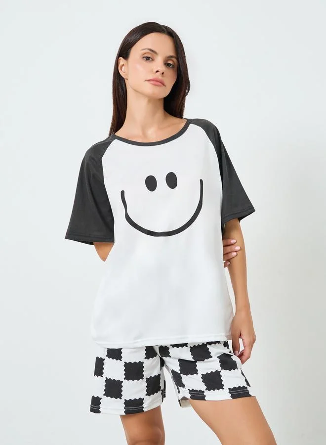 Styli Printed Tee&Shorts Pajama Short Sets