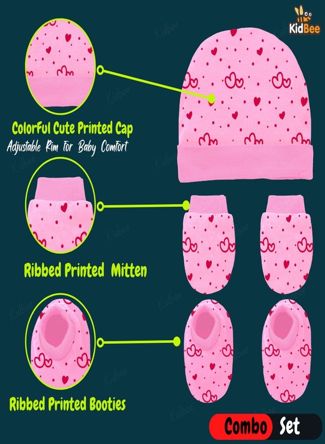 Kidbee Baby Boy's & Baby Girls Cotton Socks Hand Gloves & Cap Set (0-6 Months) (BMC-TK-1pc-Pink) - Image 4