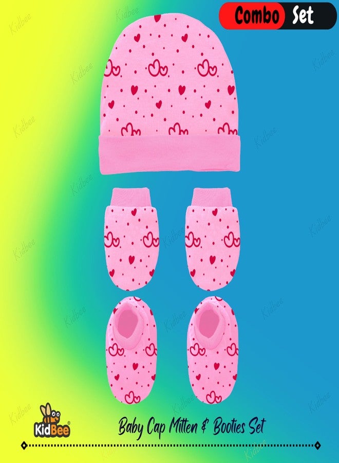 Kidbee Baby Boy's & Baby Girls Cotton Socks Hand Gloves & Cap Set (0-6 Months) (BMC-TK-1pc-Pink) - Image 2