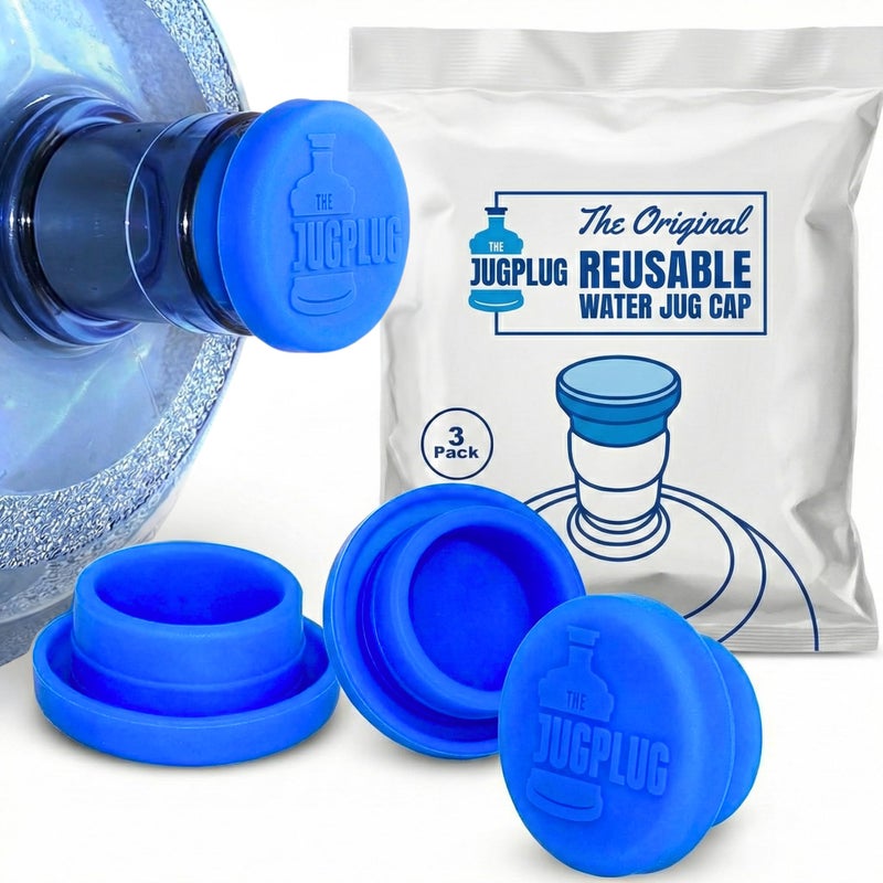 The Jug Plug Jug Plug The Original 5 Gallon Water Jug Cap Reusable - No Spill Silicone 5 Gallon Water Jug Lid Fits 55mm Bottles with a 45mm Opening - Leak-Proof 5 Gal Water Jug Cap Replacement Cover - 3 Pack - Image 1