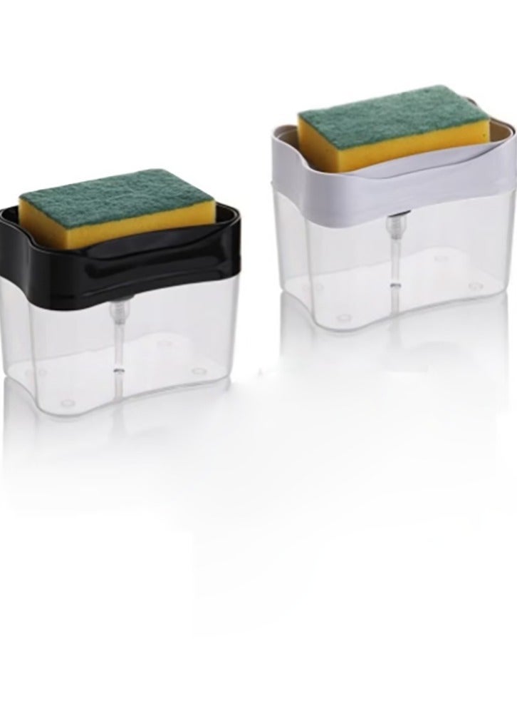 Bukela Kitchen Soap Dispenser with Sponge Holder, 2 in 1 Dish Soap Dispenser and Sponge Caddy, Manual Press Liquid Pump Counter Top Sink Soap Dispensers, Home Instant Refill Container - Image 1