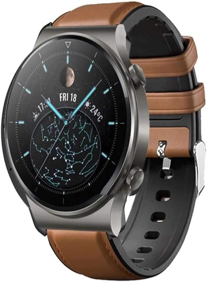 Dado Silicone Leather Replacement band for Huawei GT3 Pro | GT3 | GT2 Pro watch, Brown color strap