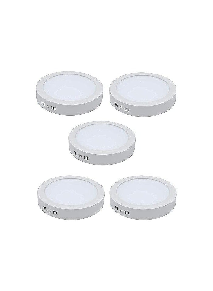 general 5 prominent 24 watt LED spot panels suspended from the ceiling in white