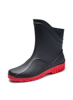 Generic Mens Fashion Waterproof Slip-Resistant Fishing Rain BootsG500-black and red G500-black and red 