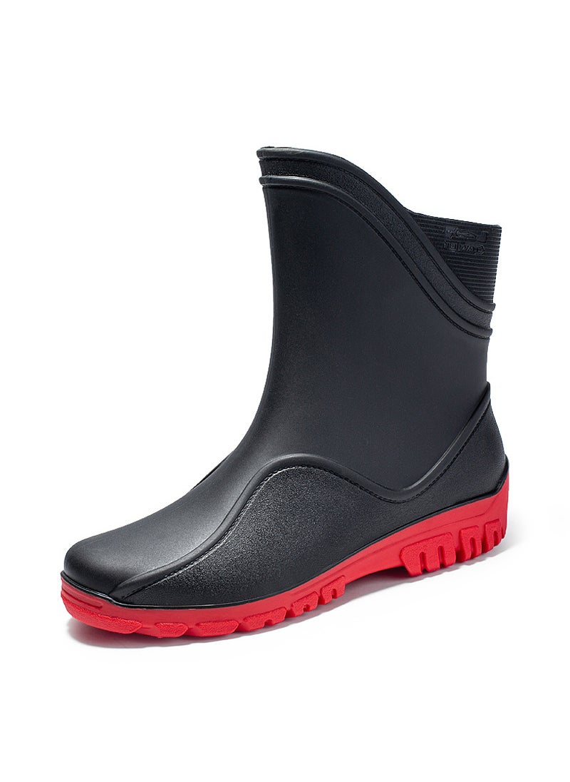 Generic - Mens Fashion Waterproof Slip-Resistant Fishing Rain BootsG500-black and red G500-black and red - Image 1