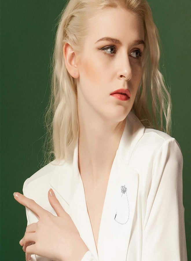 Huture 3 Packs Men's Brooch Lapel Pin Crown Rudder Cross Badge Hanging Chains Collar for Career Suit Tuxedo of Shirts Tie Hat Scarf for Boyfriend Father Birthday Silver - Image 4