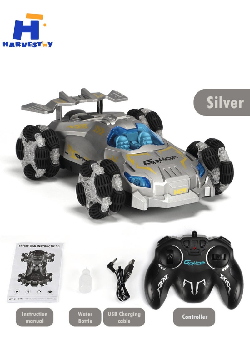 Harvestoy 1:12 Scale  2.4GHz  Remote Control Car Rc Car with Light & Music & Spray, Remote Control Truck Toys,360° Rotating 4WD RC Car Toy Rc Stunt Car for Boys Girls Kids  - Image 2
