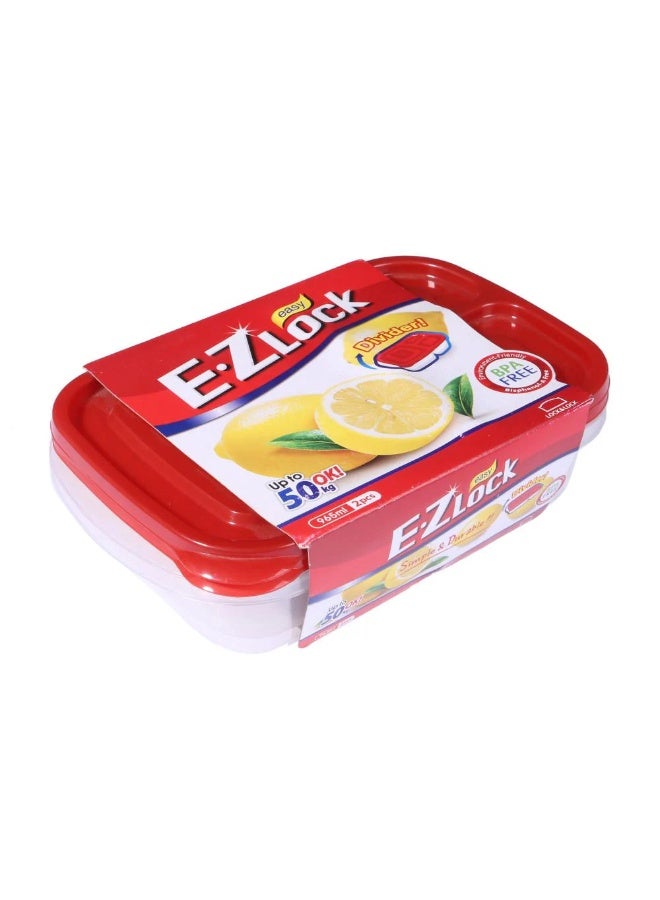 LOCK & LOCK E.Z Lock Airtight Food Storage Containers Set Bpa Free Durable Plastic Compact Design 965 ML 2 Pcs Pack - Image 3