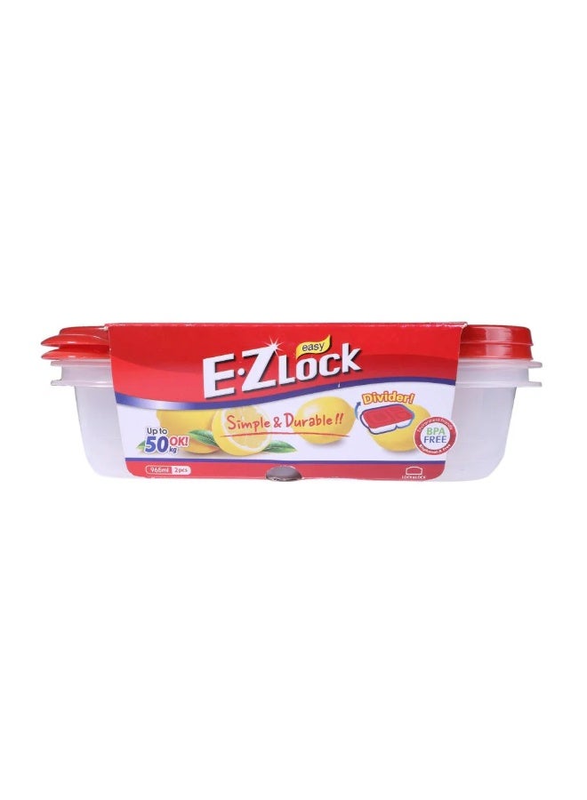 LOCK & LOCK E.Z Lock Airtight Food Storage Containers Set Bpa Free Durable Plastic Compact Design 965 ML 2 Pcs Pack - Image 4