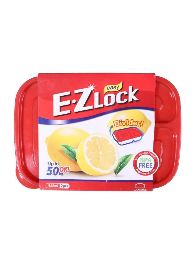 LOCK & LOCK E.Z Lock Airtight Food Storage Containers Set Bpa Free Durable Plastic Compact Design 965 ML 2 Pcs Pack - Image 2