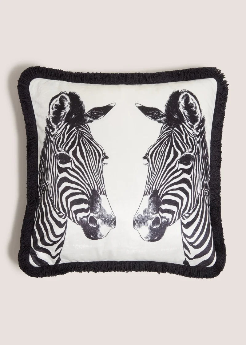 Matalan White Zebra Print Cushion