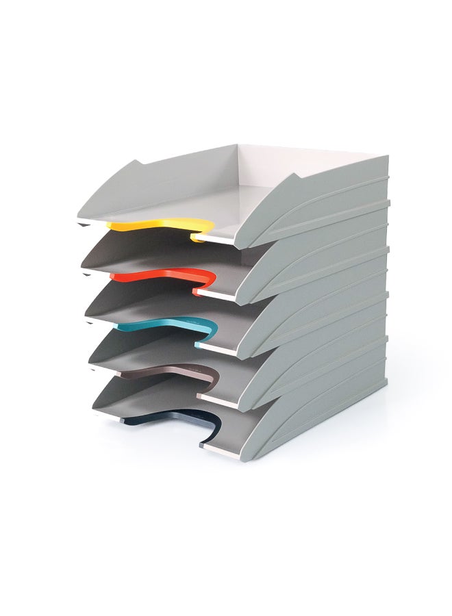 ديورابل حامل ملفات من 5 طبقات — قابلة للتكديس عموديا أو متزاحة، مقاطع قبضة ملونة VARICOLOR لسهولة التمييز، فتحة أمامية مريحة، صنع في ألمانيا | منظم مكتب عملي وأنيق - Image 2