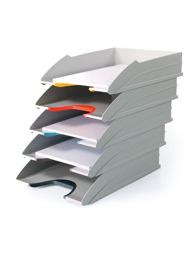 ديورابل حامل ملفات من 5 طبقات — قابلة للتكديس عموديا أو متزاحة، مقاطع قبضة ملونة VARICOLOR لسهولة التمييز، فتحة أمامية مريحة، صنع في ألمانيا | منظم مكتب عملي وأنيق - Image 1