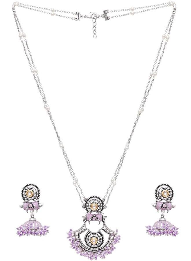 VOYLLA Filigree Festive Hues Jewellery Set, Onesize, Brass, No Gemstone - Image 4