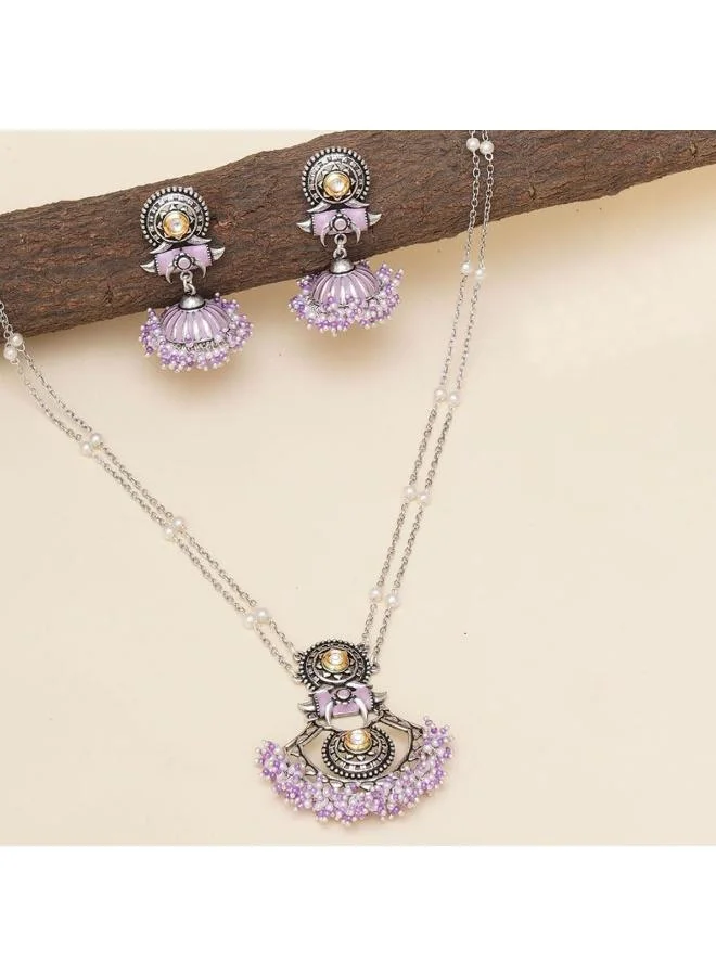 VOYLLA VOYLLA Filigree Festive Hues Jewellery Set, Onesize, Brass, No Gemstone