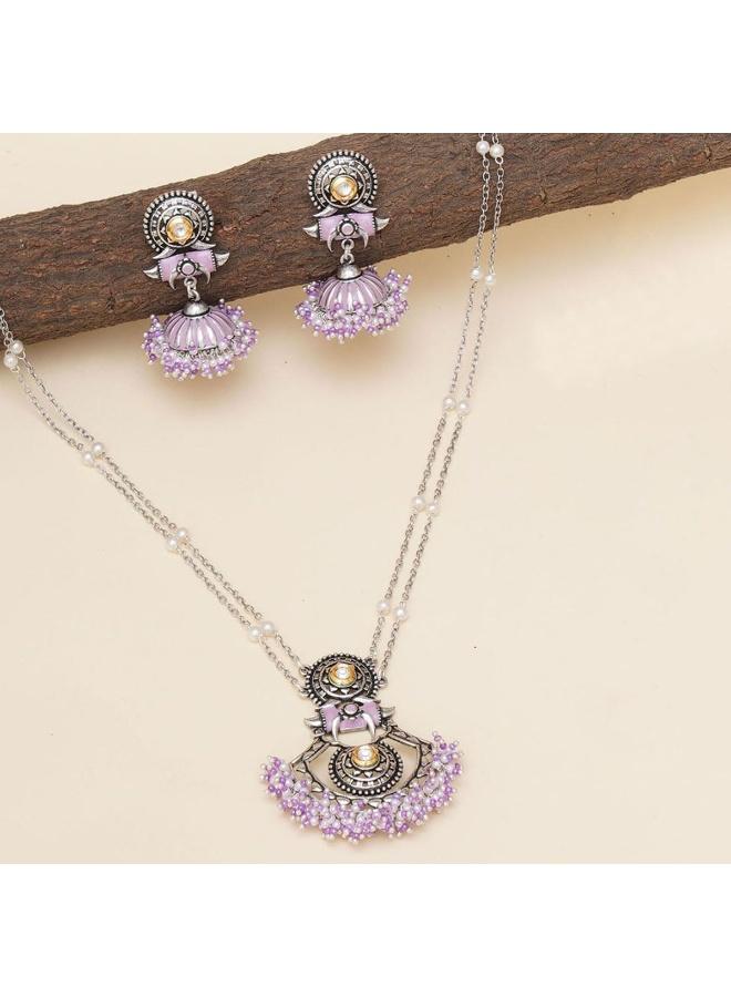 VOYLLA Filigree Festive Hues Jewellery Set, Onesize, Brass, No Gemstone - Image 2
