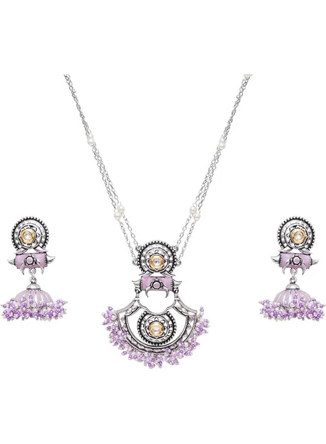 VOYLLA VOYLLA Filigree Festive Hues Jewellery Set, Onesize, Brass, No Gemstone