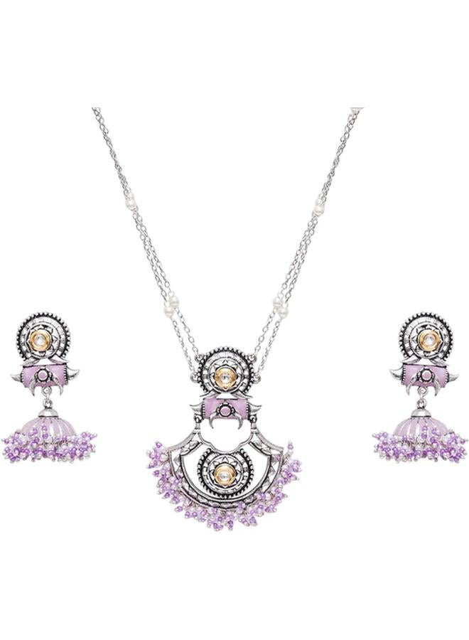 VOYLLA Filigree Festive Hues Jewellery Set, Onesize, Brass, No Gemstone - Image 1