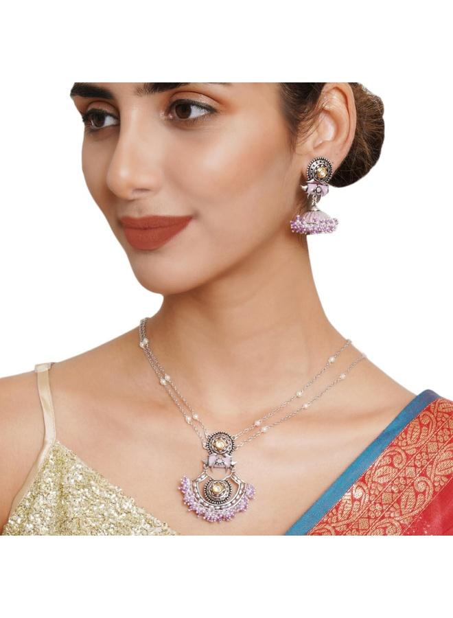 VOYLLA Filigree Festive Hues Jewellery Set, Onesize, Brass, No Gemstone - Image 3