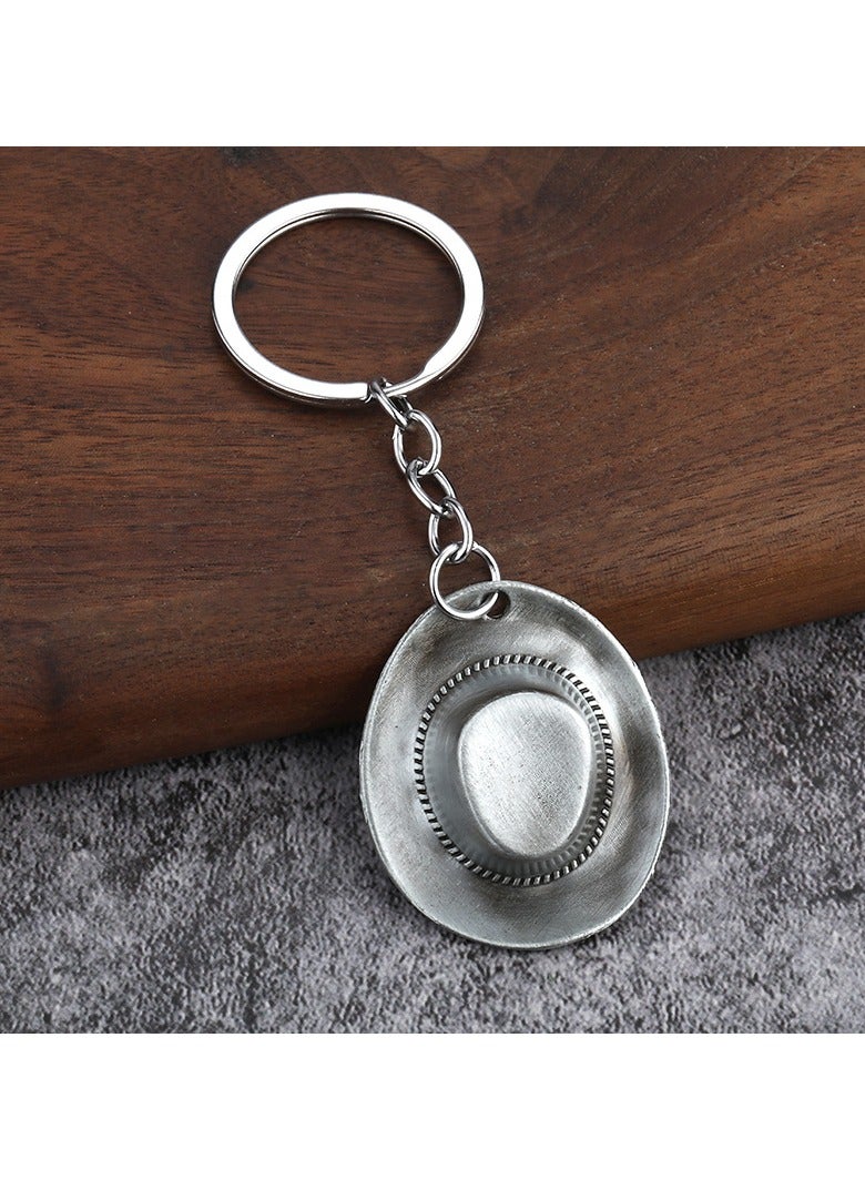 Silver Vintage Creative Bronze Hat Keychain