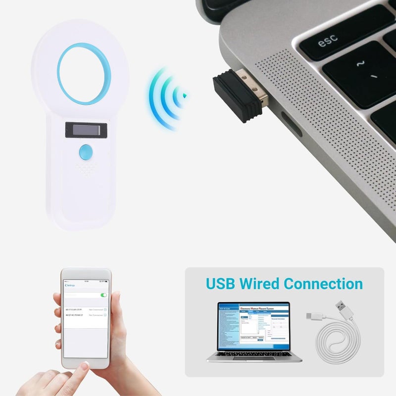 ماسح شريحة الحيوانات الأليفة القابل لإعادة الشحن، قارئ RFID محمول، تردد 134.2 كيلوهرتز، 125 كيلوهرتز، FDX B، متوافق مع ISO - Image 4