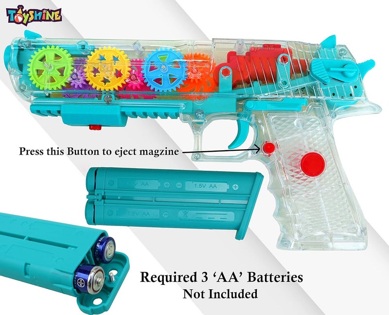Toyshine مسدس شفاف للأطفال مع موسيقى وأضواء ثلاثية الأبعاد، لعبة للأطفال من 2 إلى 5 سنوات، متعددة الألوان (1 وحدة)، لعبة مسدس - Image 4