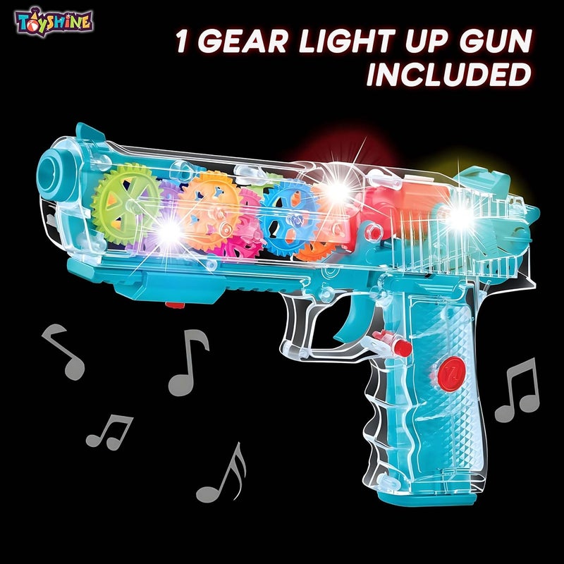 Toyshine مسدس شفاف للأطفال مع موسيقى وأضواء ثلاثية الأبعاد، لعبة للأطفال من 2 إلى 5 سنوات، متعددة الألوان (1 وحدة)، لعبة مسدس - Image 3