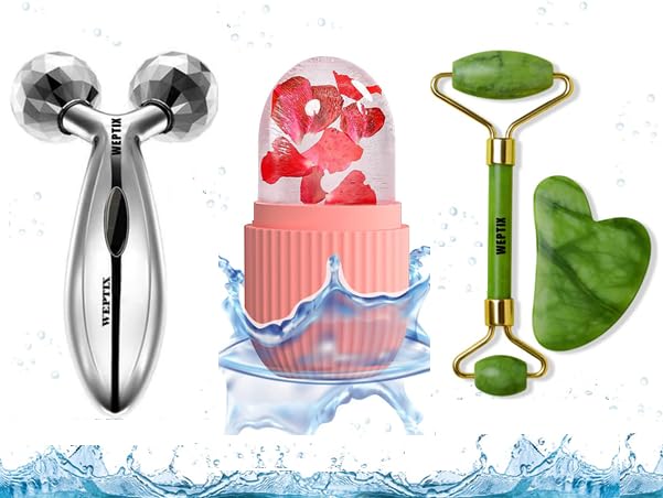 WEPTIX 3D Manual Roller Face Body Massager With And Anti Aging 100% Natural Jade Stone Roller Msagger With Gua Sha Tools for Face and Body Massager - Image 4