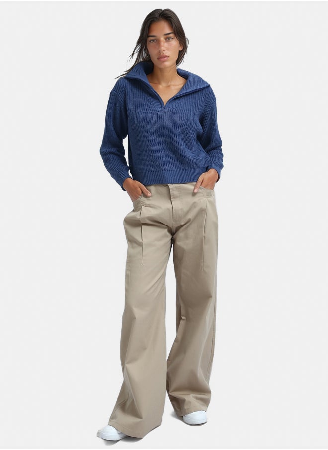 RAVIN - Casual Wide Leg Pants with Two Buttons - Image 1