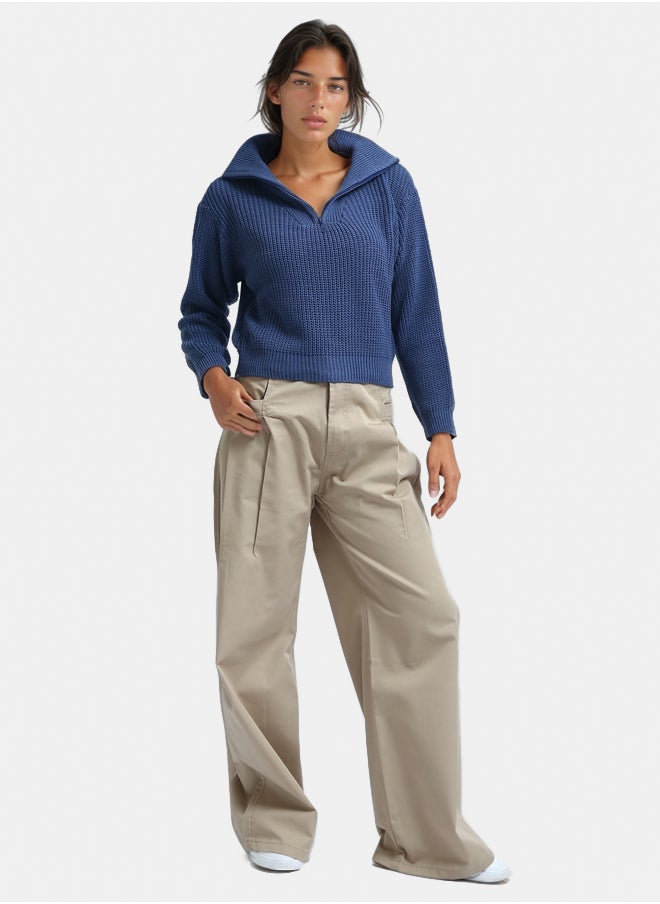 RAVIN - Casual Wide Leg Pants with Two Buttons - Image 1