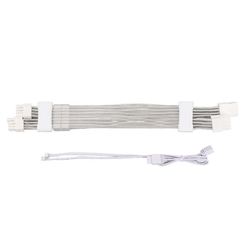 كابل تمديد الطاقة لبطاقة الرسوميات ARGB بمقبس 2x8-PIN بسلك مطلي بالفضة 18AWG مع إضاءة من الجهات الأربع - مصدر LED مزدوج بـ 16 مليون لون مع تأثيرات تدفق لحافظة الكمبيوتر - Image 1