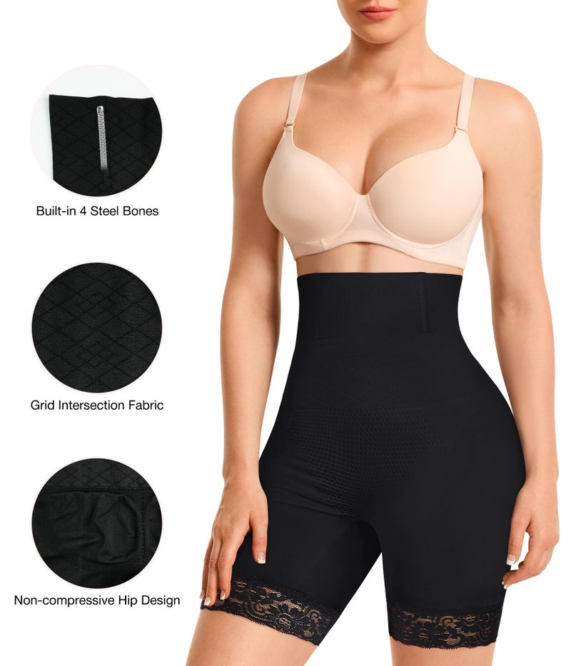 Eleady Shapewear for Women High Waisted Tummy Control Shorts Under Dress Booty Lifting Shapewear - Black, Large - Image 5