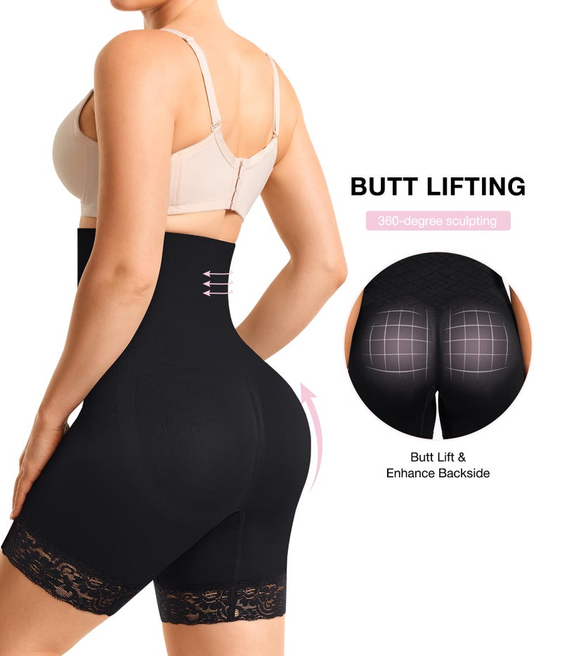 Eleady Shapewear for Women High Waisted Tummy Control Shorts Under Dress Booty Lifting Shapewear - Black, Large - Image 2