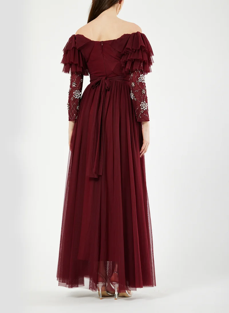 Amri Floral Tulle Gown Dress