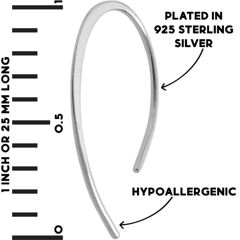 Humble Chic NY Humble Chic Upside Down Hoop Earrings - Hypoallergenic Lightweight Wire Needle Drop Dangle Threader Hoops for Women, 1" inch - 925 Sterling Silver Plated - Image 4