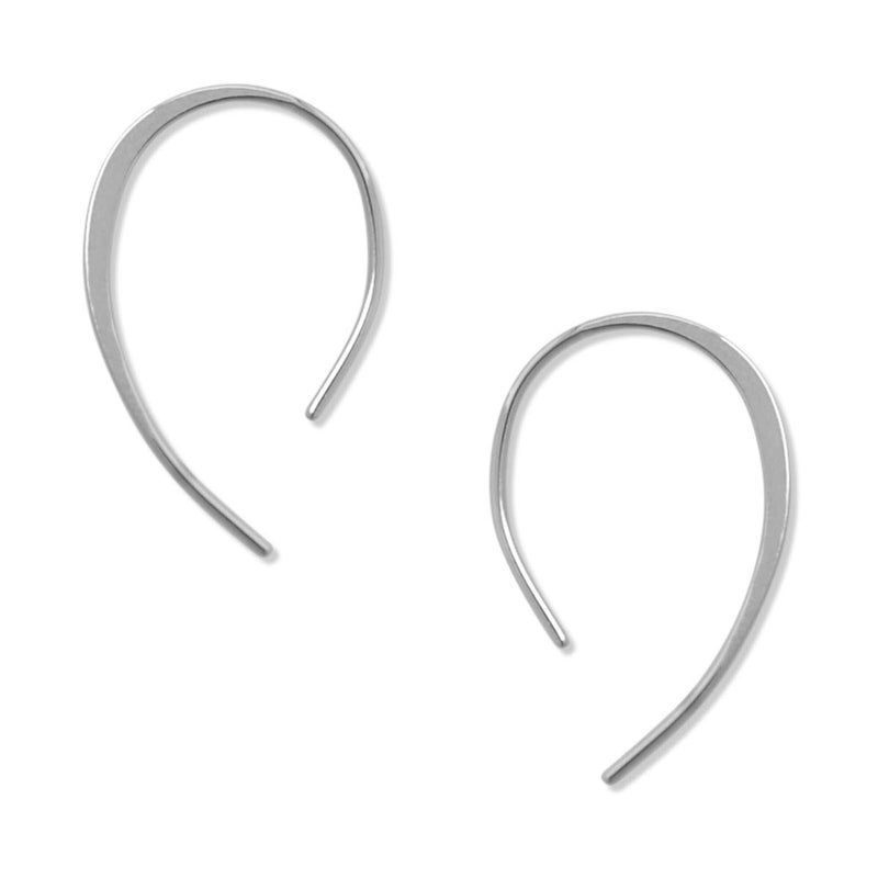 Humble Chic NY Humble Chic Upside Down Hoop Earrings - Hypoallergenic Lightweight Wire Needle Drop Dangle Threader Hoops for Women, 1" inch - 925 Sterling Silver Plated - Image 1