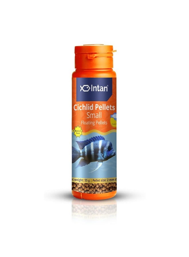 Intan Cichlid Pellets (Small 2mm Floating) | 55gm - Highly Nutritious Ornamental Fish Food for All Varieties of Small & Big Cichlids | Growel Feeds - Image 1