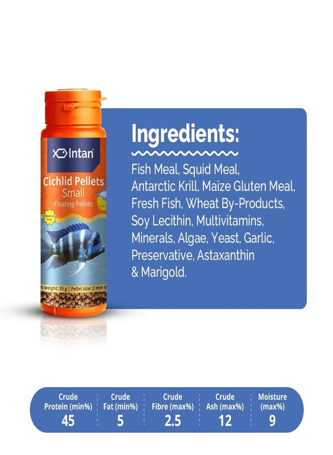 Intan Cichlid Pellets (Small 2mm Floating) | 55gm - Highly Nutritious Ornamental Fish Food for All Varieties of Small & Big Cichlids | Growel Feeds - Image 3