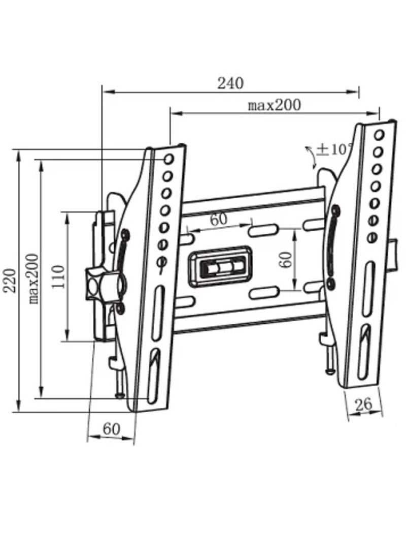 Skill Tech "Heavy Duty Tilting TV Wall Mount Bracket – Robust Steel Construction for 32 to 70 Inch TVs – Adjustable Tilt for Optimal Viewing Angle and Glare Reduction – VESA Compatible with Easy Installation – Black Finish" - Image 5