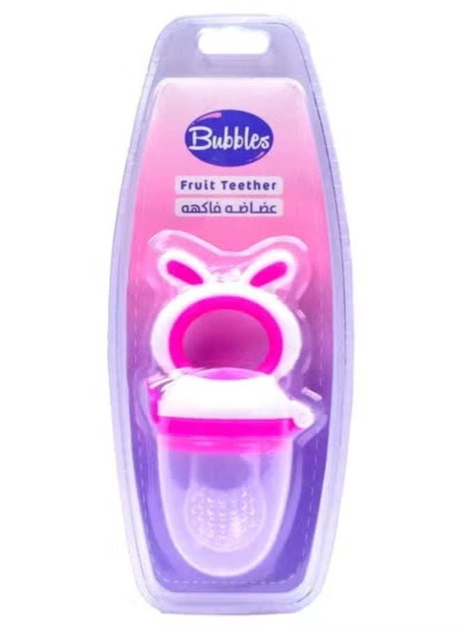 Bubbles Silicone Fruit Teether for Babies - Soothing Gum Relief, BPA-Free - Rose - Image 1