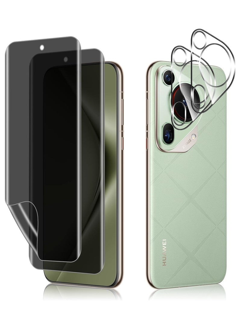 عام الخصوصية واقي للشاشة متوافق مع هواوي بورا 70 الترا ،[2 + 2 حزمة] الزجاج المقسى عدسة الكاميرا حامي ، بولي يوريثان لينة مكافحة التجسس طبقة رقيقة واقية لهواوي بورا 70 الترا - Image 1