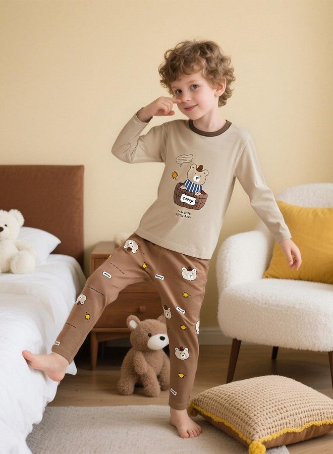 Umeyda Baby Long Sleeve Pajama Sets, Toddler Boy 2-Piece Sleepwear Soft Comfy Sleepwear Pajamas, Brown Bear, for Ages 12M-18M = Tag 100 - Image 2