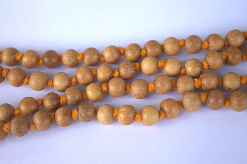 GRI9 8MM Tulsi mala Beads Necklace Holy Basil 108 + 1 Beads Ram Japa Prayer Mala Energized 108 Hindu Tibetan Buddhist Rosary for Chanting Mantra (Orange Tessel) - Image 2