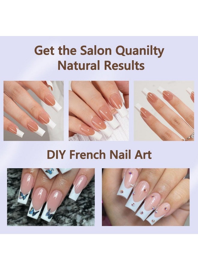 Misssix French Gel Nail Tips 240Pcs French Tip Press On Nails Long Square Brown No Need To File 3 In 1 Tips Prelasting Fake Nails For Nail Art Diy 15 Sizes - Image 4